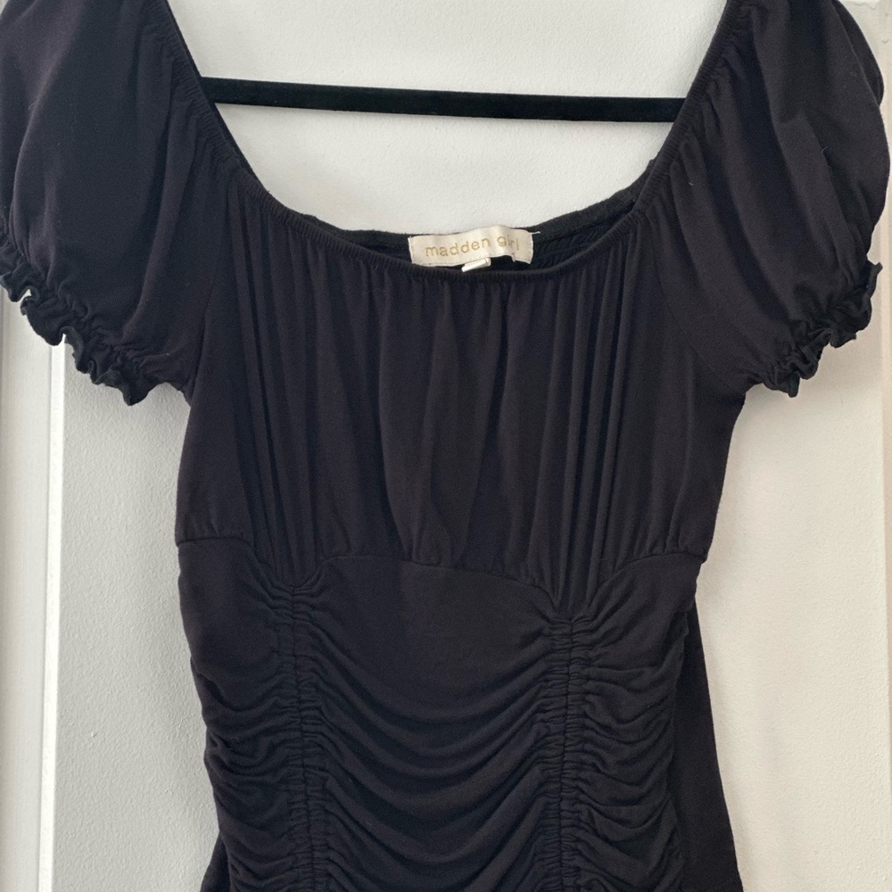 Madden Girl Black Ruched Blouse